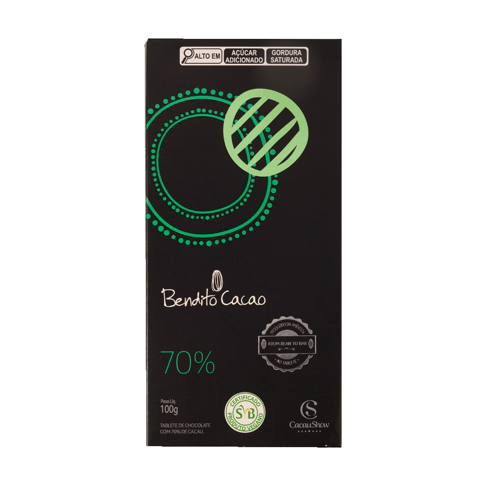 Tablete Bendito Cacao de Chocolate 70% Cacau 100g, , large. image number 0