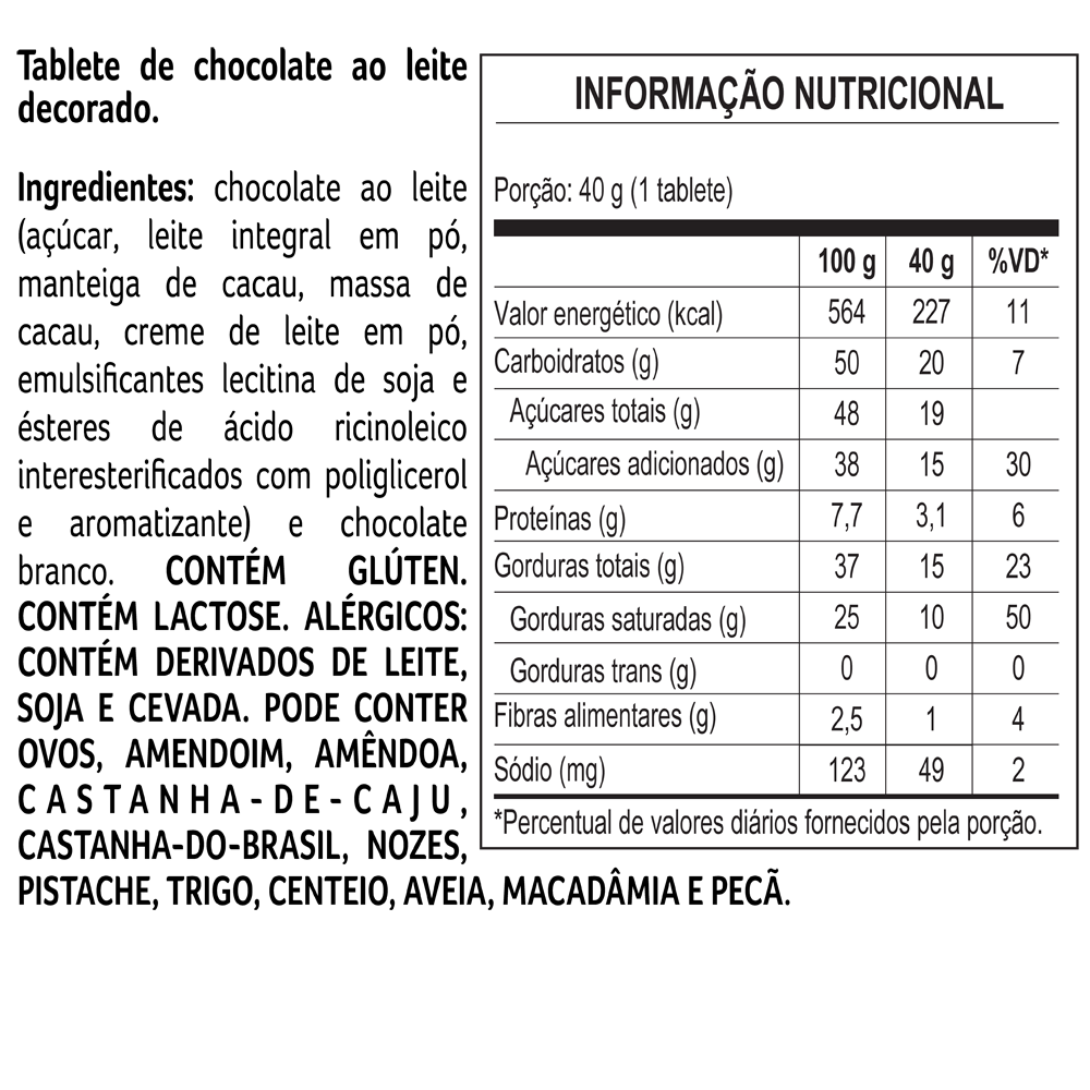 Tablete de Chocolate ao Leite Chocoarte Amor 40g, , large. image number 1