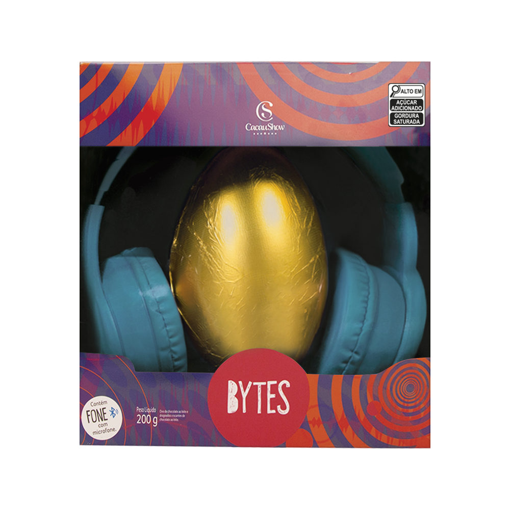 Ovo de Páscoa ao Leite Bytes Fone Azul 200g, , large. image number 0