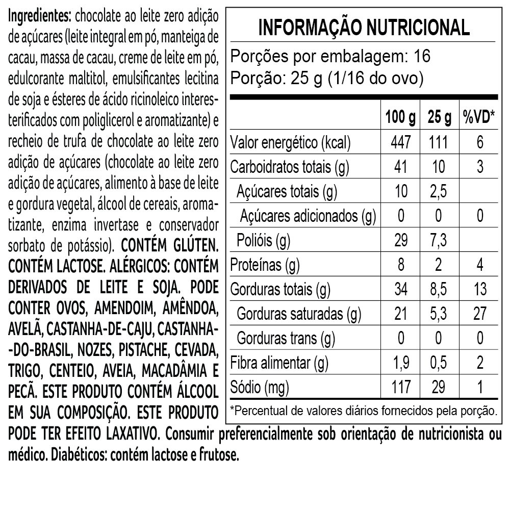 Ovo de Páscoa Recheado laCreme ao Leite Zero Adição de Açúcar 400g, , large. image number 1