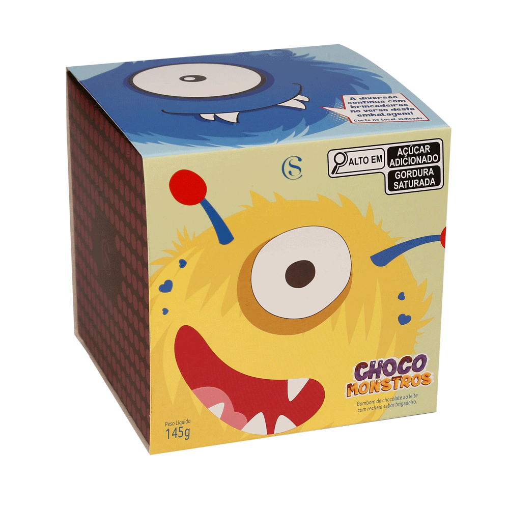 Caixa de Bombons Cubo ao Leite Chocomonstros 145g, , large. image number 0
