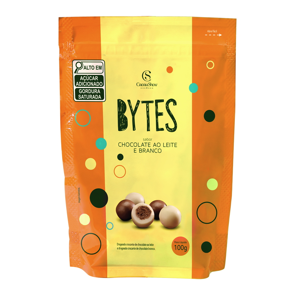 Drageado Bytes ao Leite e Branco 100g, , large. image number 0